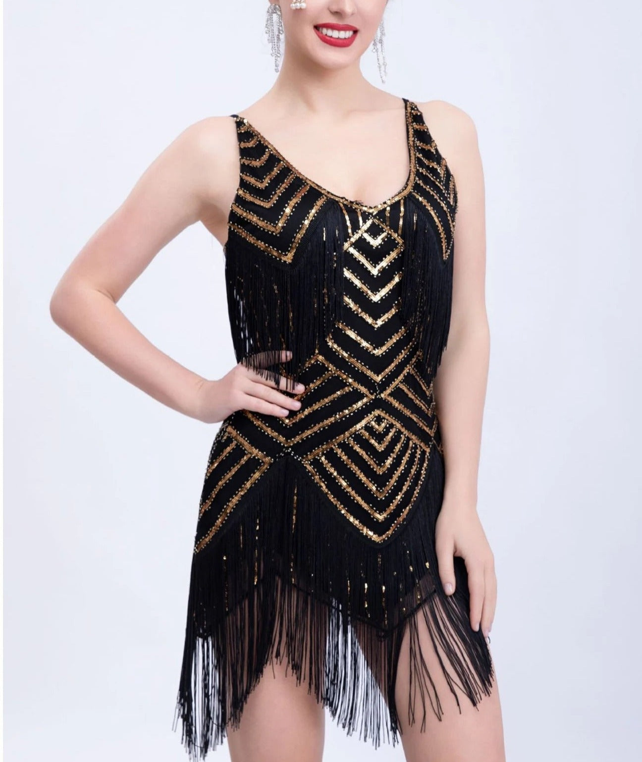 Vintage Style Sequin Tassel Mini Dresses