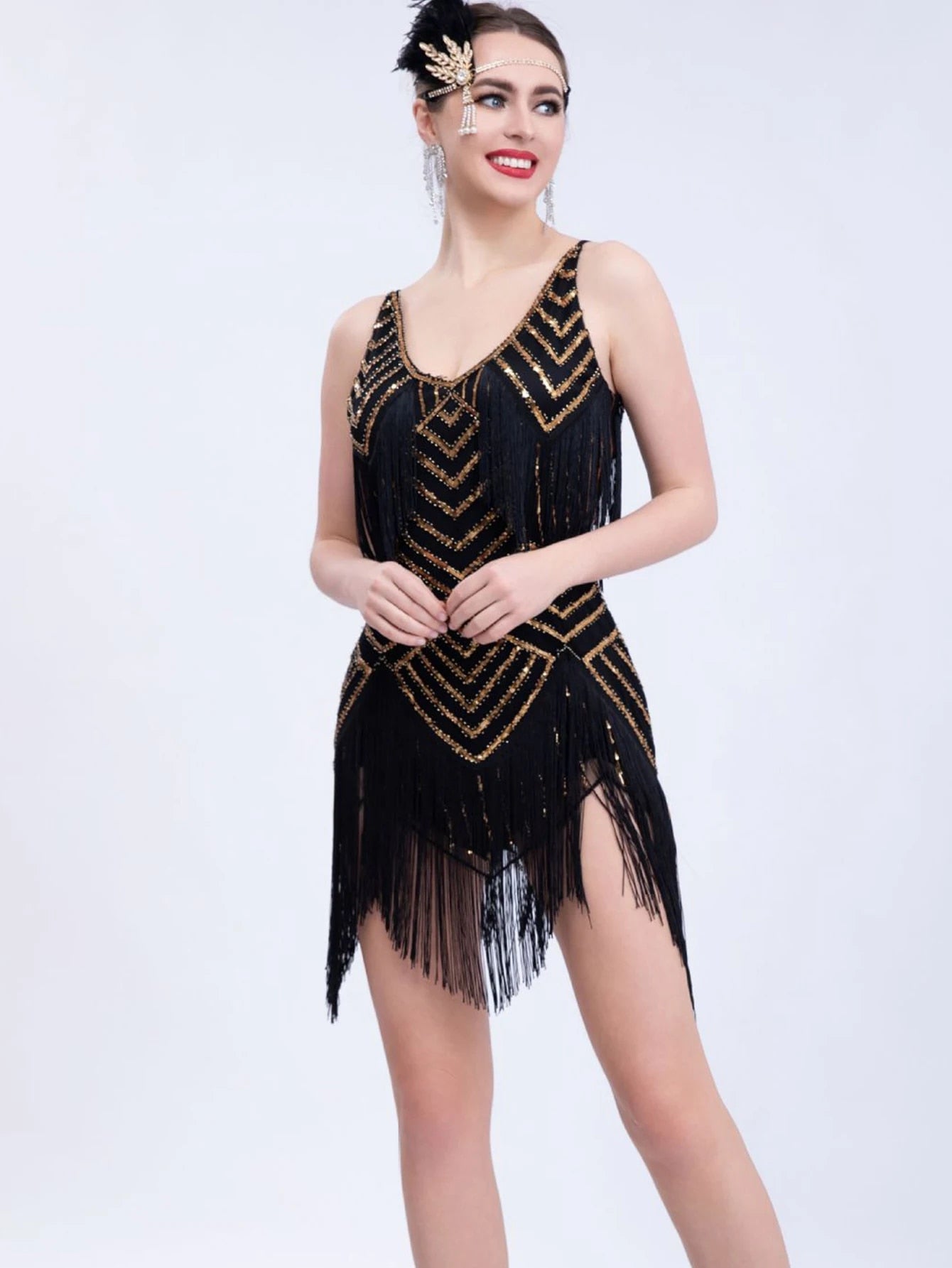 Vintage Style Sequin Tassel Mini Dresses