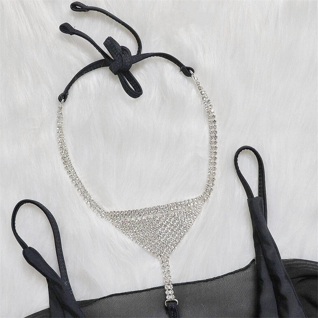 Diamond Long Sleeve Hollow Micro Crop Bikini Set