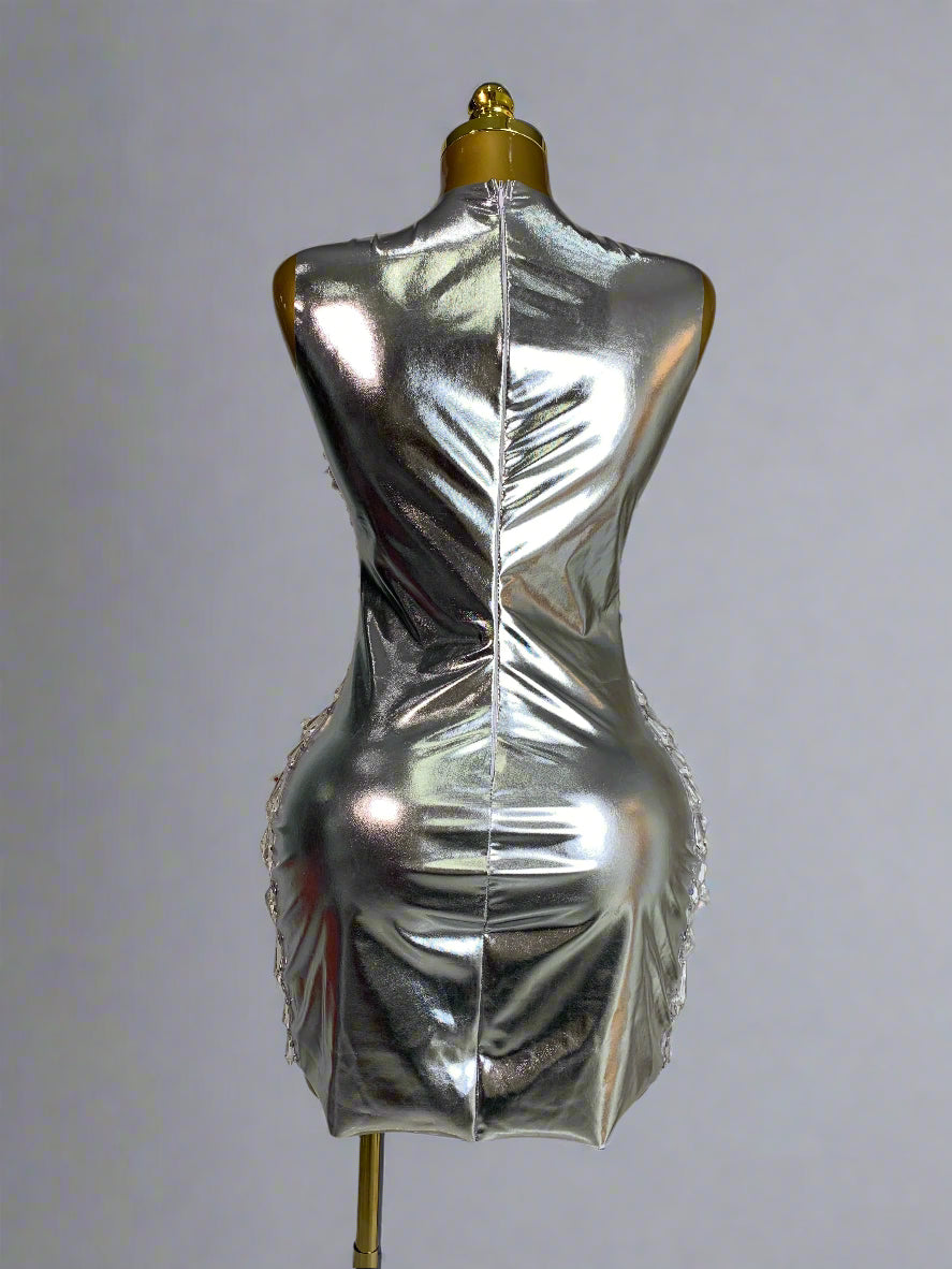 Luxury Mesh Crystal Diamonds Mini Dress