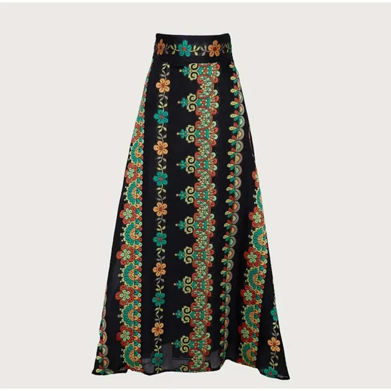 Shoulder Pads Puff Sleeve Bodysuit & Long Skirt Set
