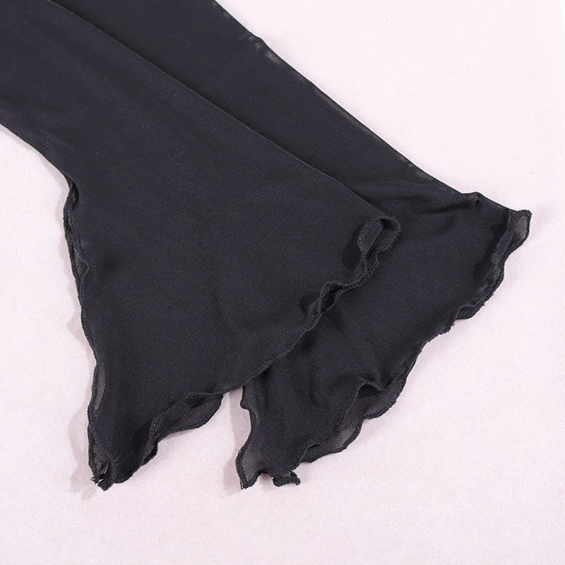 Mesh Sleeve Hollow Ruched Mini Dresses