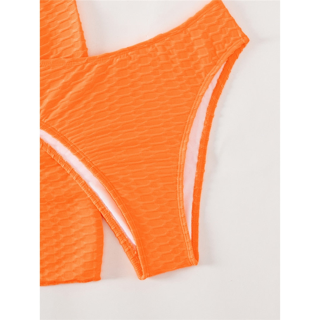 Wrinkled Bandeau Bikini Set & Skirt