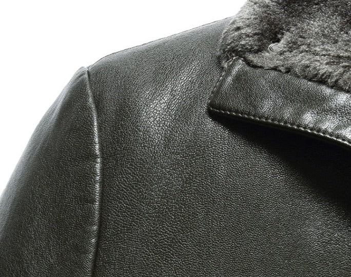 Genuine Leather Mid-length Coat Velvet Lining