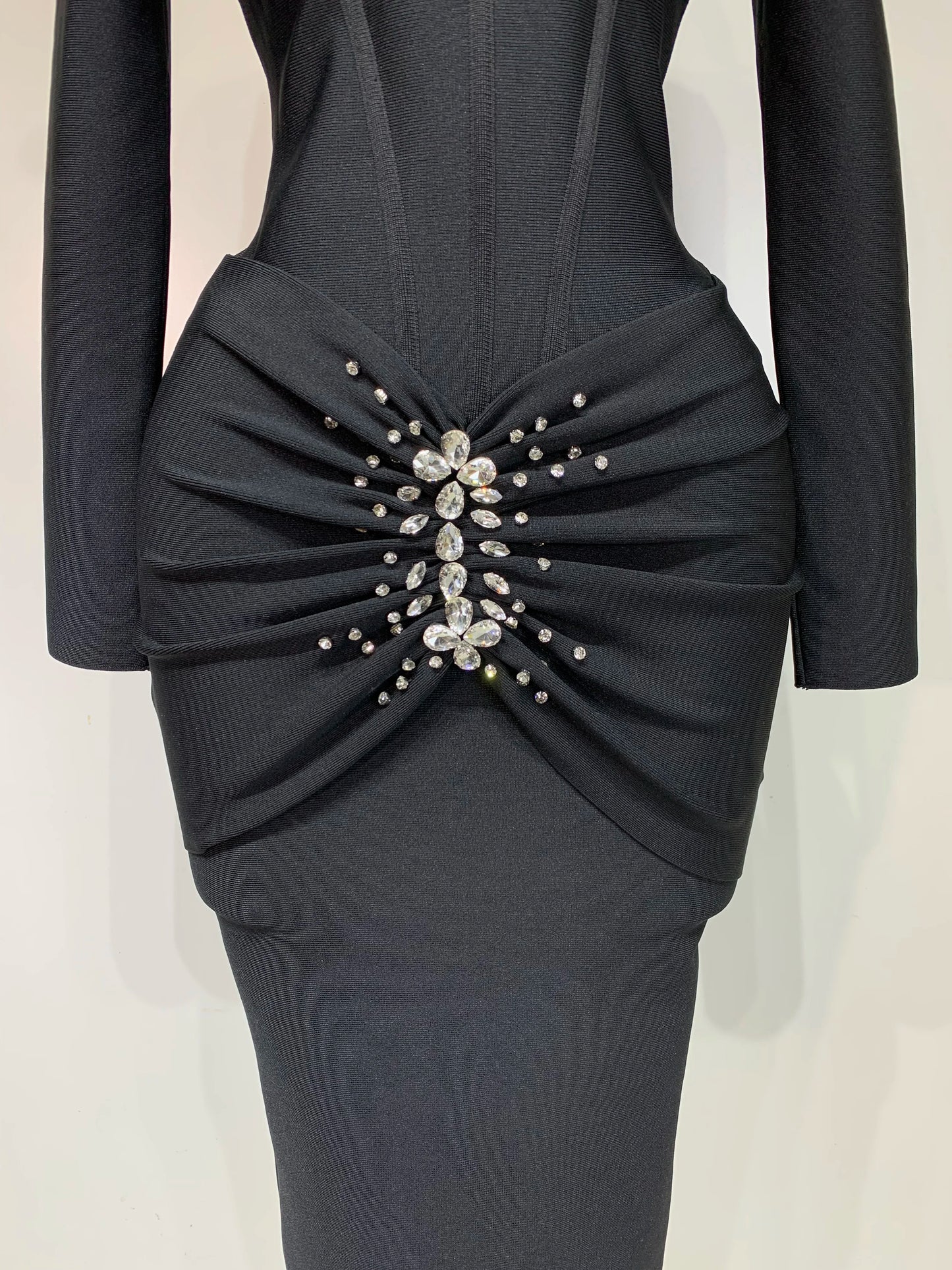 Rhinestone Chest Long Sleeve Dresses