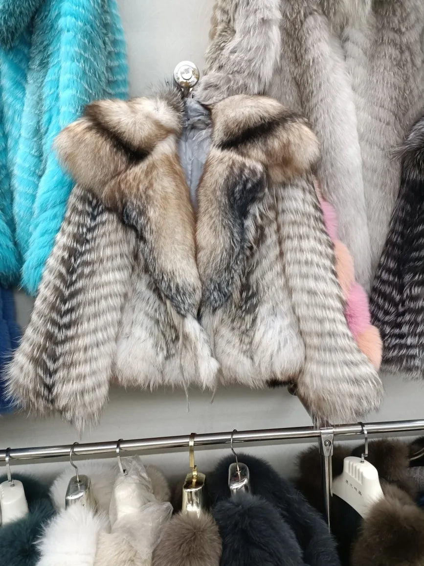 Real Silver Fur Short Fur Coats