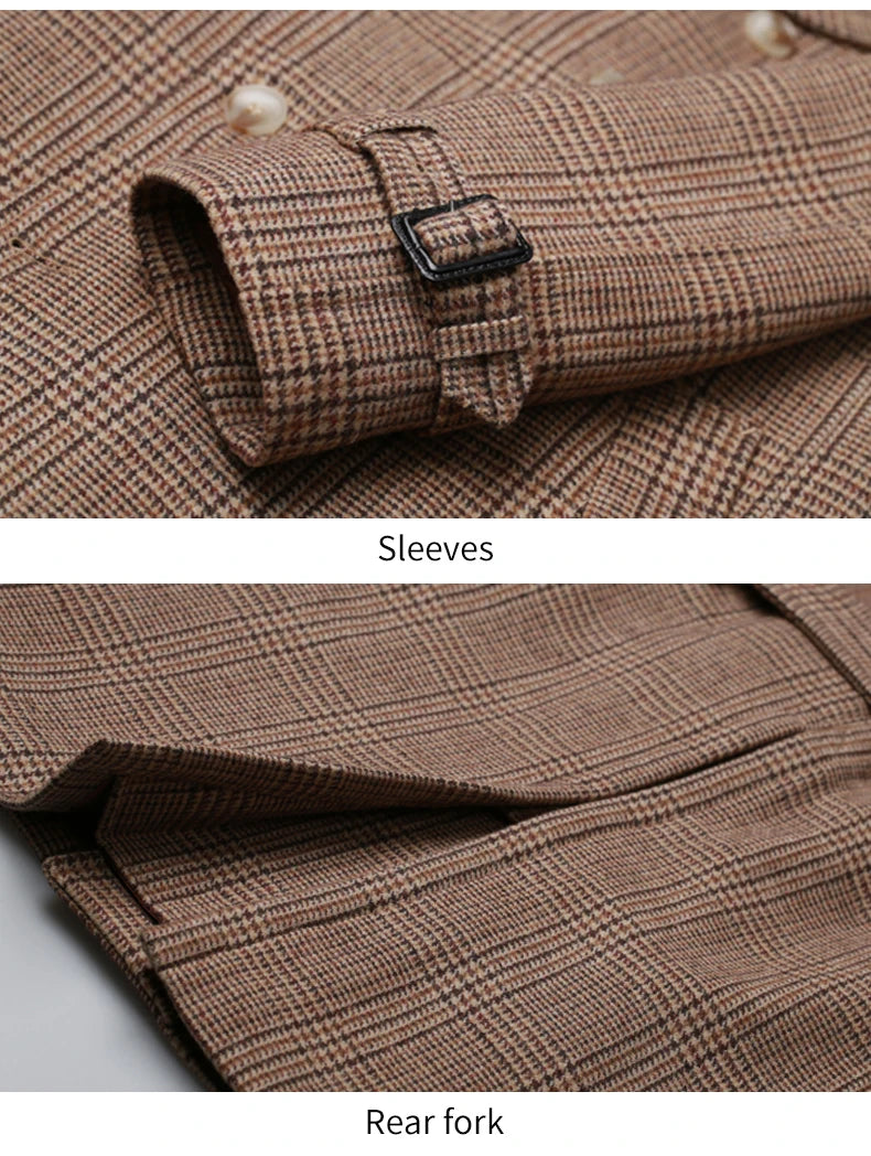 Classic Wool Plaid Coats & Detachable Down Vest