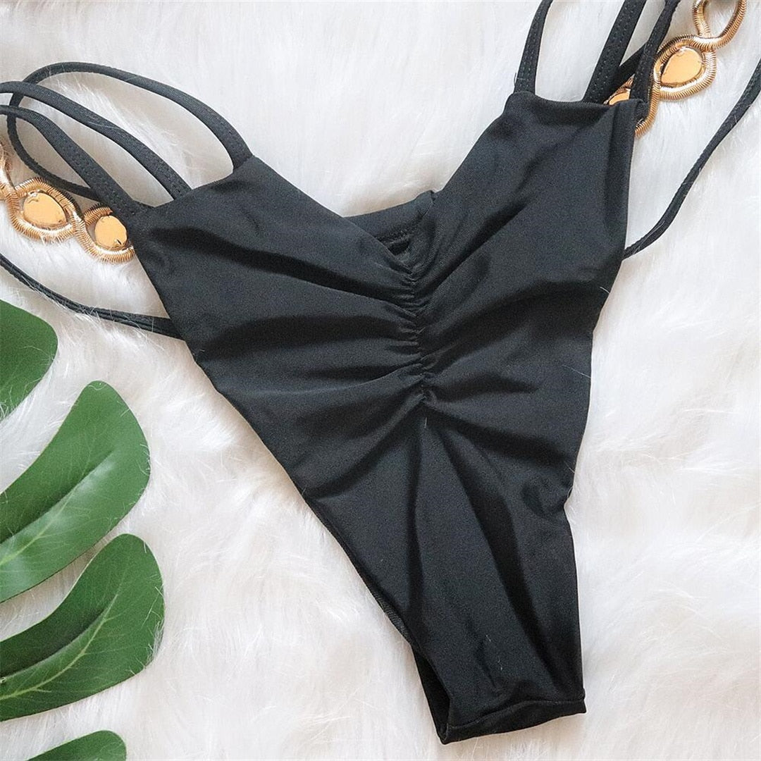 Diamond Scrunch Butt Halter Bikini Sets