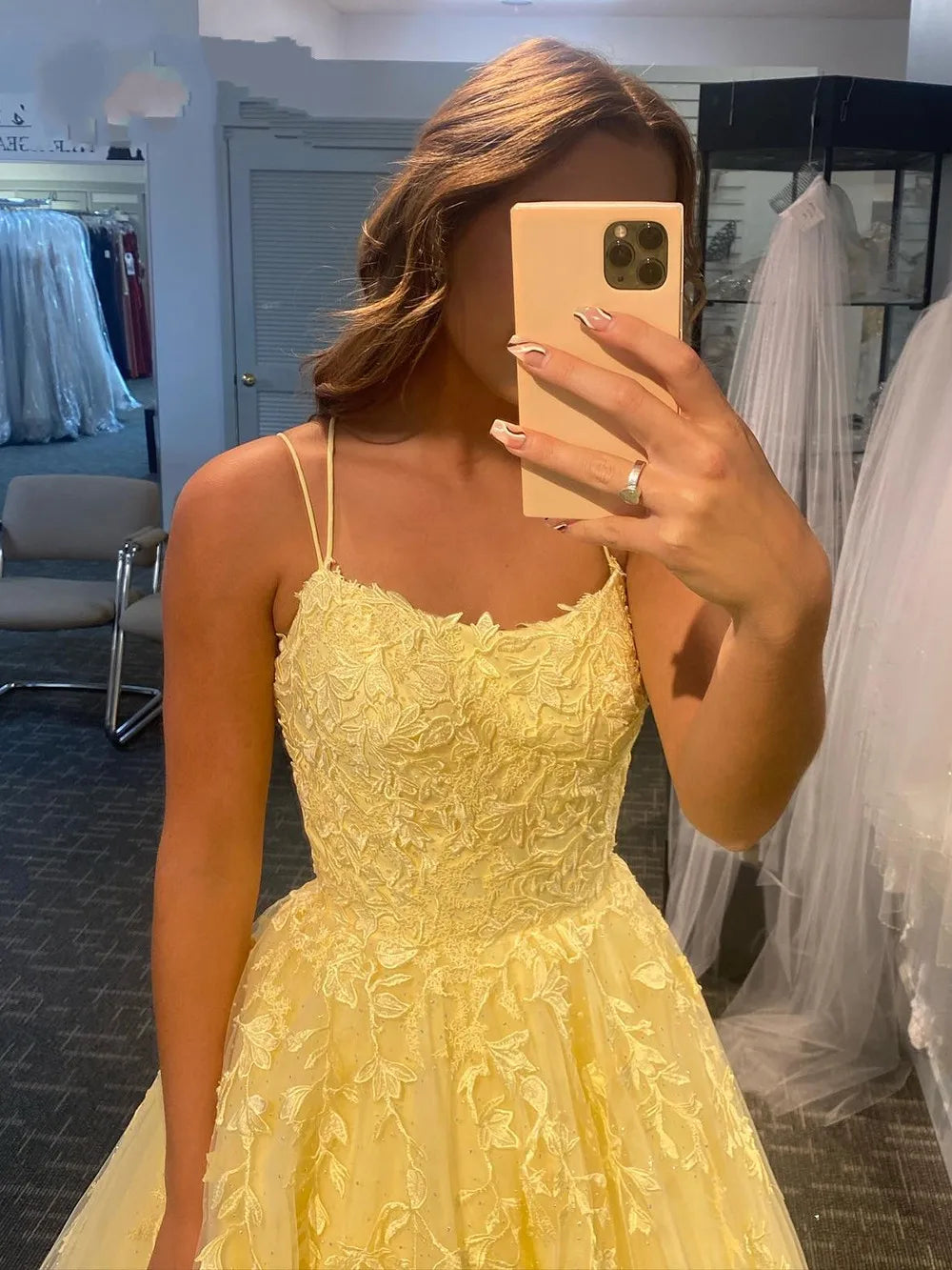 Spaghetti Strap A-Line Lace-up Long Dress