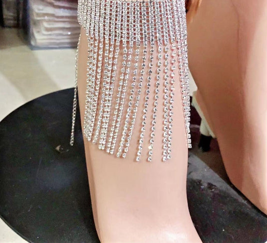 Rhinestone Tassel Anklets