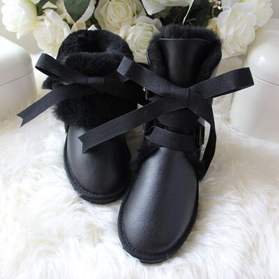 Genuine Leather Real Shearling Lining Mid-Calf Boots
