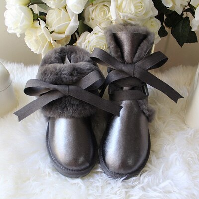 Genuine Leather Real Shearling Lining Mid-Calf Boots