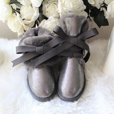 Genuine Leather Real Shearling Lining Mid-Calf Boots