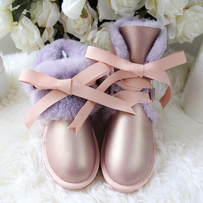 Genuine Leather Real Shearling Lining Mid-Calf Boots