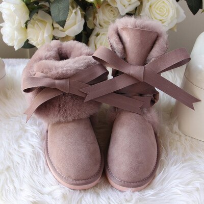 Genuine Leather Real Shearling Lining Mid-Calf Boots