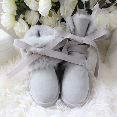 Genuine Leather Real Shearling Lining Mid-Calf Boots