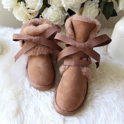 Genuine Leather Real Shearling Lining Mid-Calf Boots