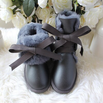 Genuine Leather Real Shearling Lining Mid-Calf Boots