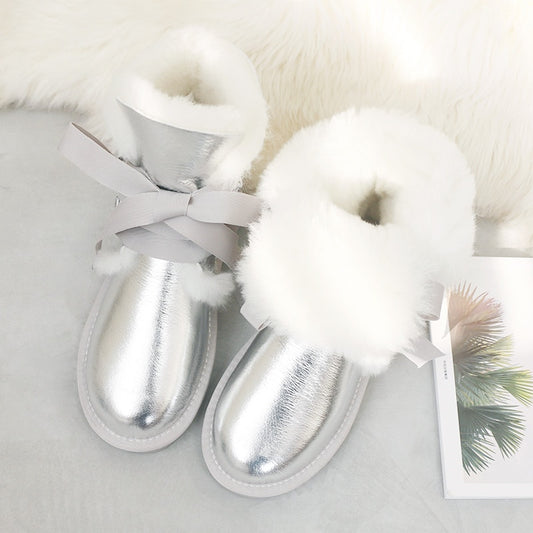 Genuine Leather Real Shearling Lining Mid-Calf Boots