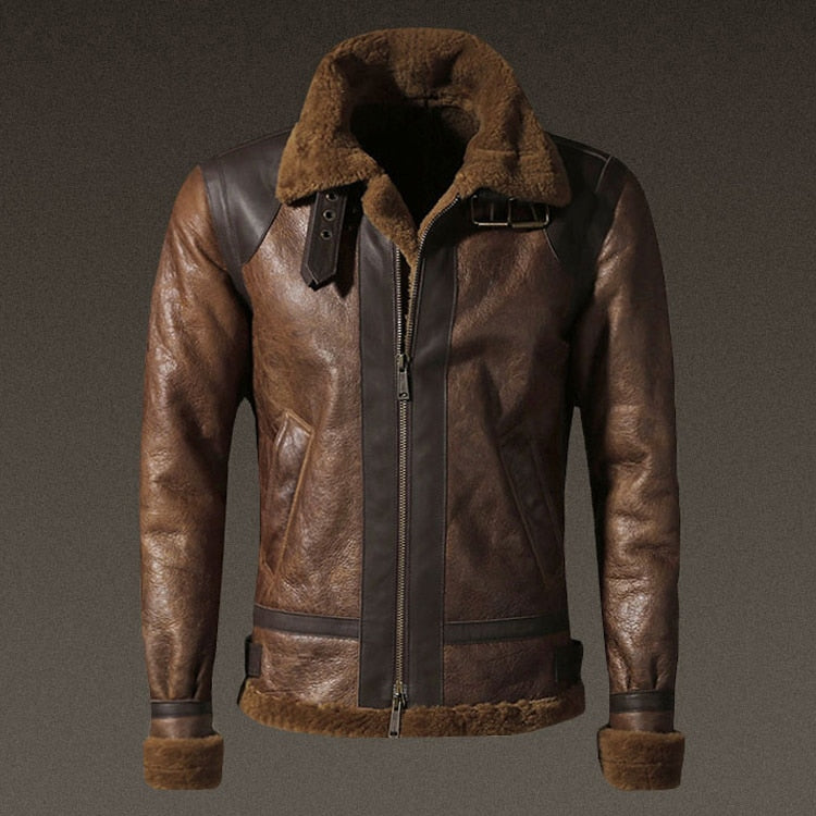 Sheepskin Genuine Leather Real Shearling Fur Lining Jacket