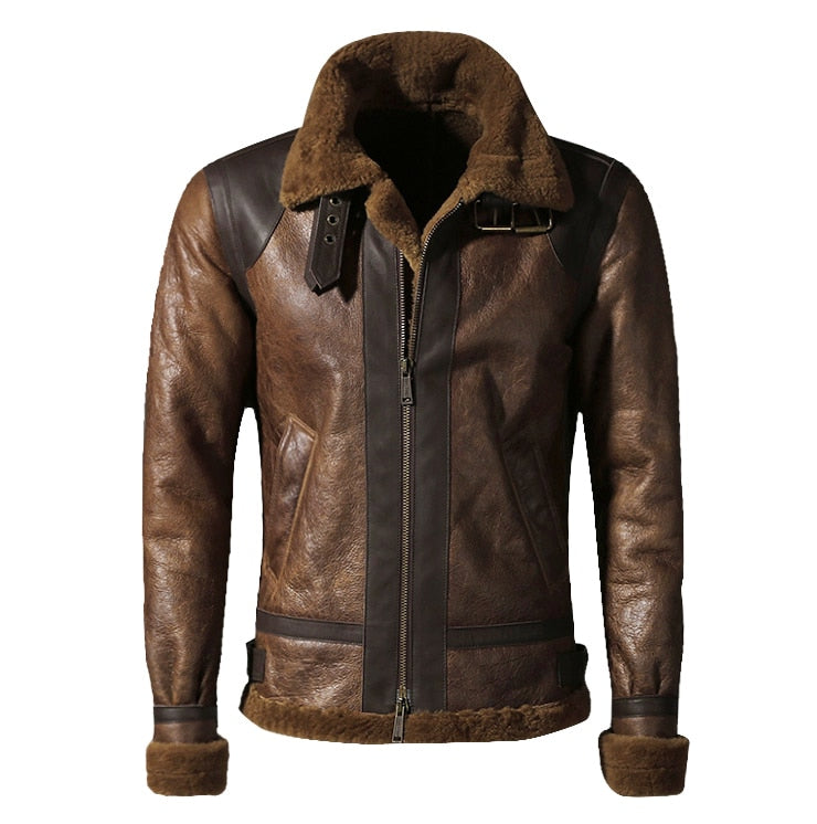 Sheepskin Genuine Leather Real Shearling Fur Lining Jacket