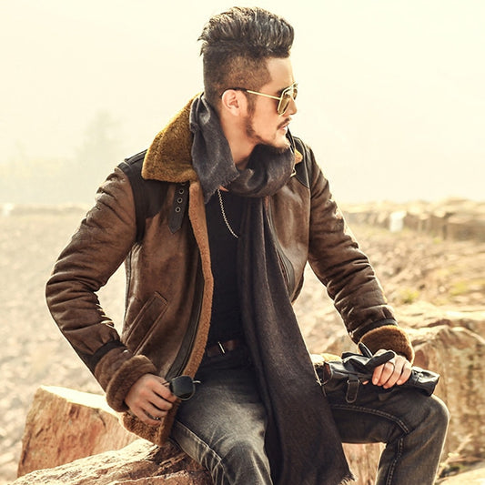 Sheepskin Genuine Leather Real Shearling Fur Lining Jacket