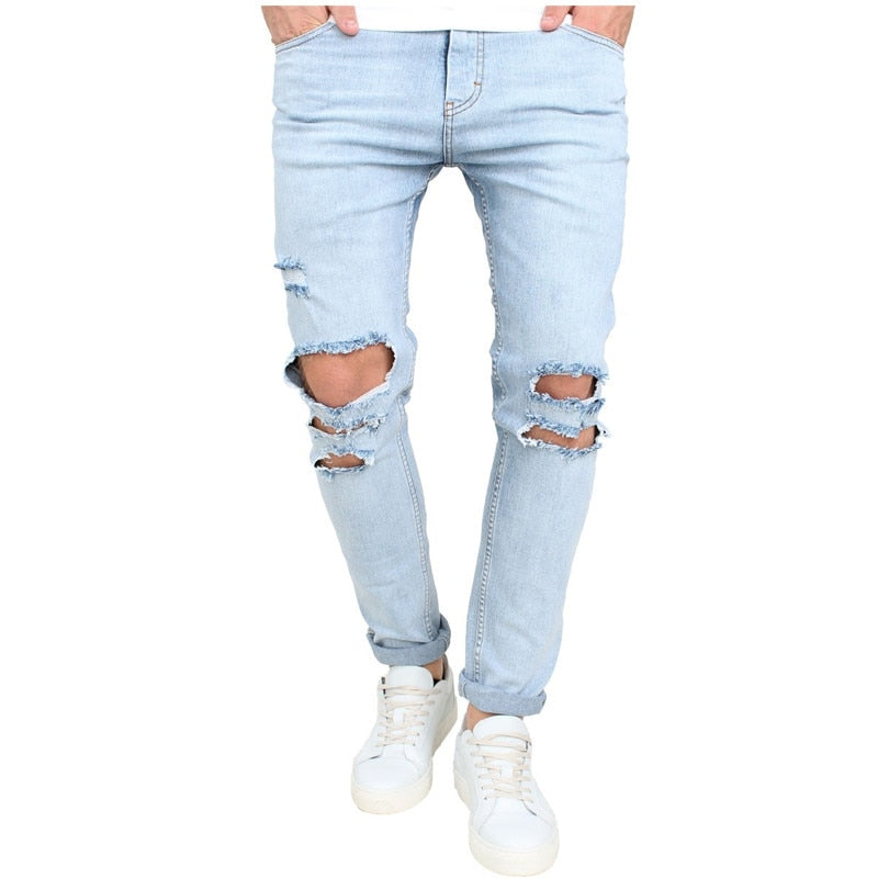 Light Blue Double Ripped Jeans