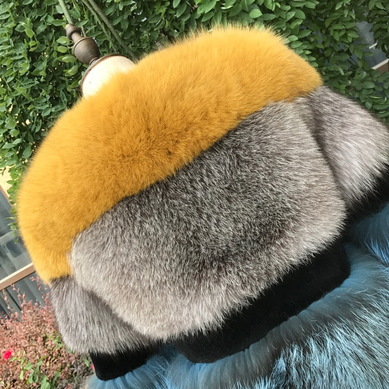 Real Sheep Shearing Real Silver and Blue Fox Fur Full Pelt Crop Coats