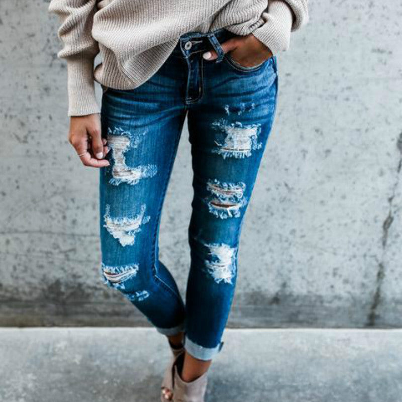 Skinny Ripped Bleached Push Up Jeans
