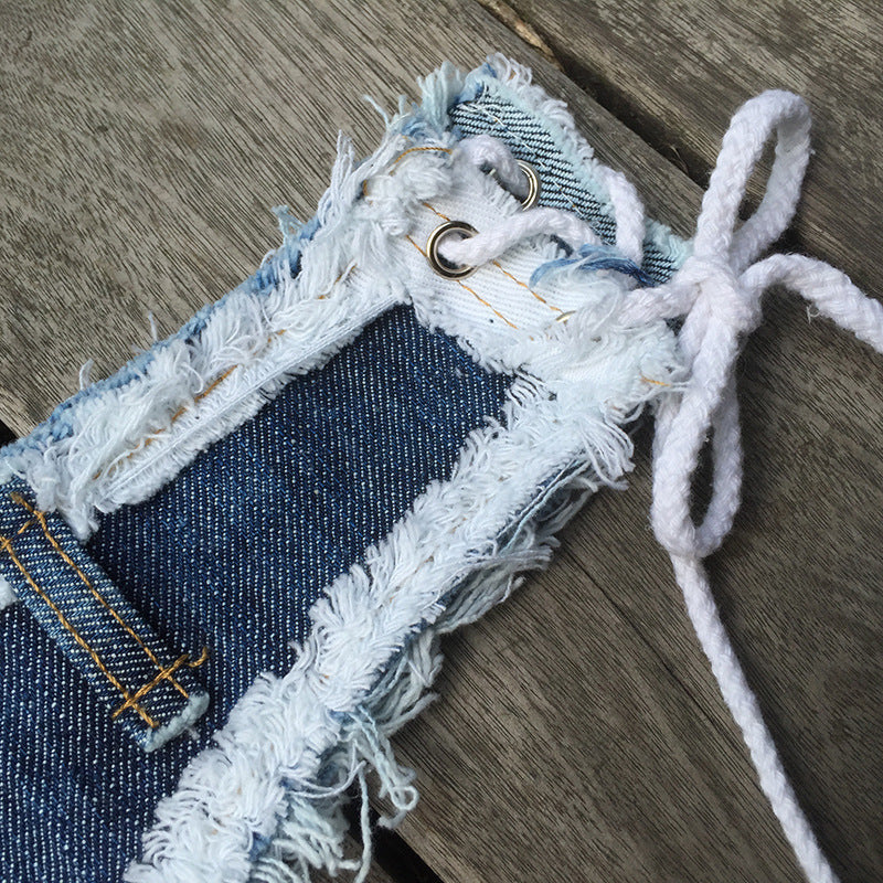 Raw hem Low Waist Brazilian Denim Shorts