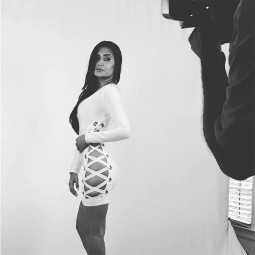 Deep V Side Cross Bandage Bodycon Mini Dress