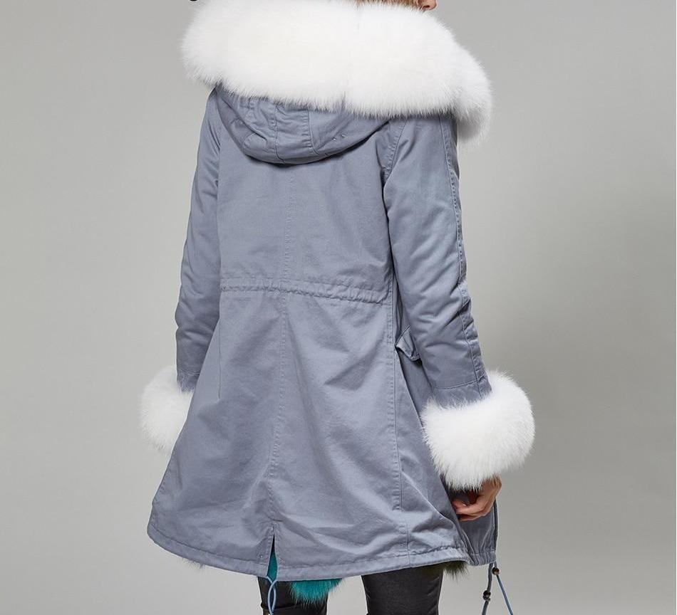 Real Silver Fox Fur Collar Cuff Parka Fox Fur Liner Coats (Multi-Styles)