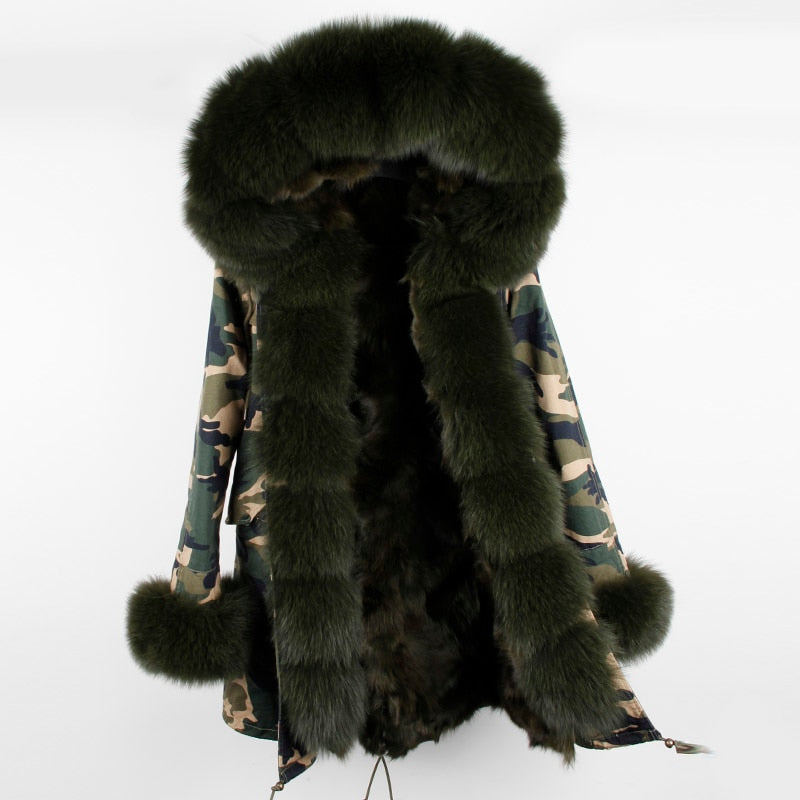 Real Silver Fox Fur Collar Cuff Parka Fox Fur Liner Coats (Multi-Styles)