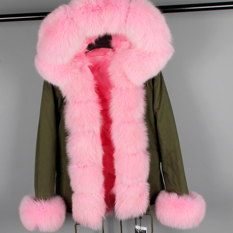 Real Silver Fox Fur Collar Cuff Parka Fox Fur Liner Coats (Multi-Styles)