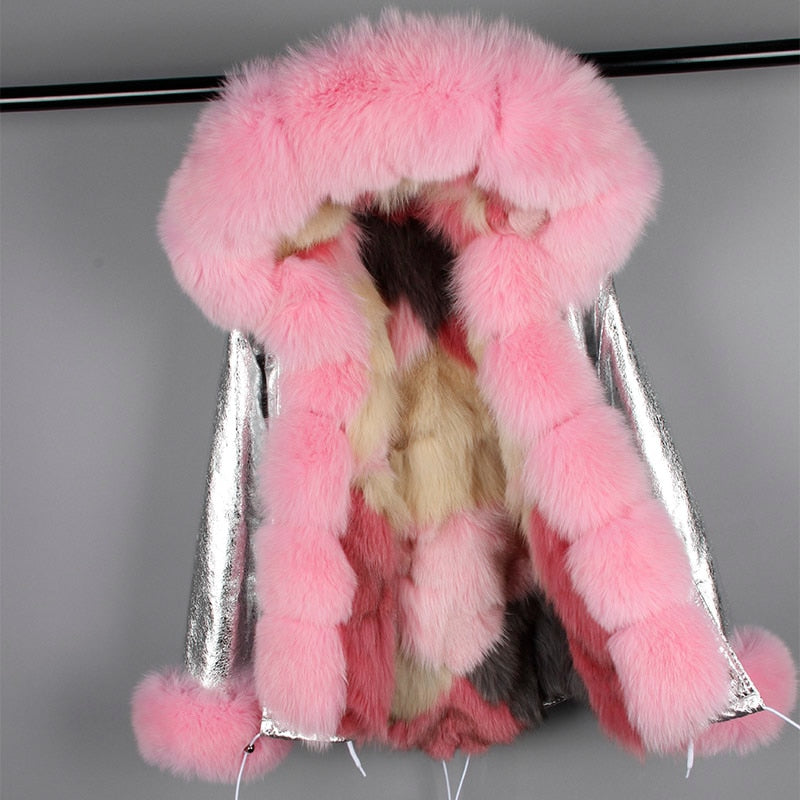 Real Silver Fox Fur Collar Cuff Parka Fox Fur Liner Coats (Multi-Styles)