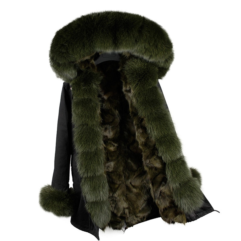 Real Silver Fox Fur Collar Cuff Parka Fox Fur Liner Coats (Multi-Styles)
