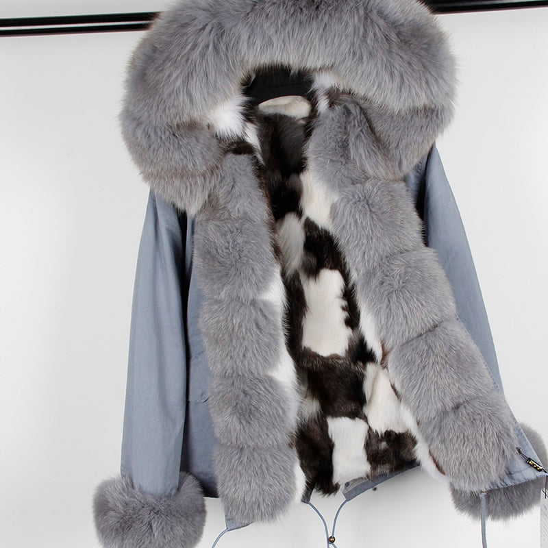 Real Silver Fox Fur Collar Cuff Parka Fox Fur Liner Coats (Multi-Styles)