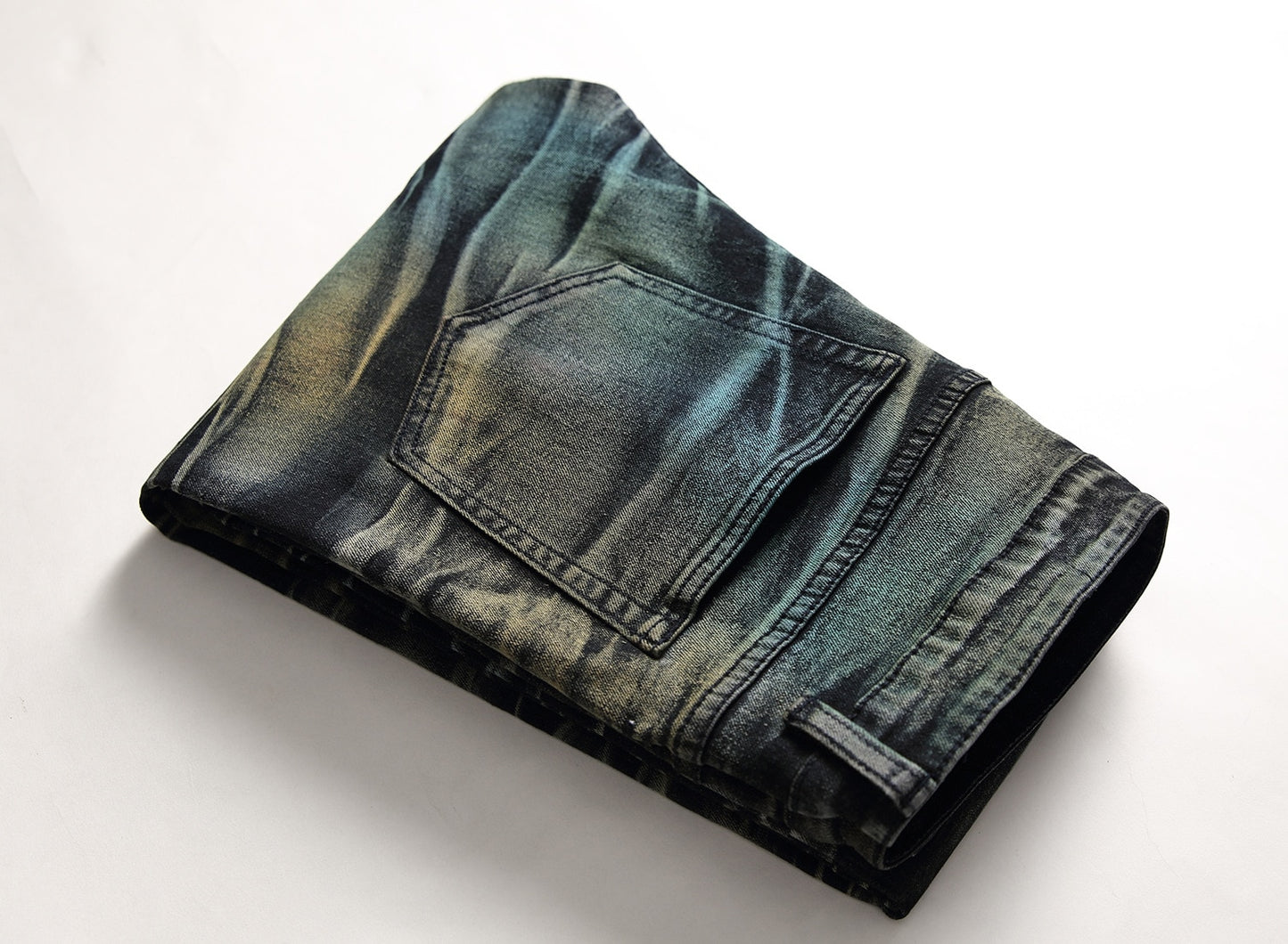 Multicolor Straight Lines Denim Jeans