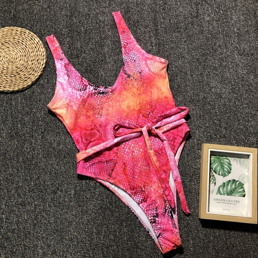 SNAKE PRINT BANDAGE ONE PIECES