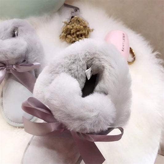 Genuine Leather Real Shearling Fur Lace Mid Boots