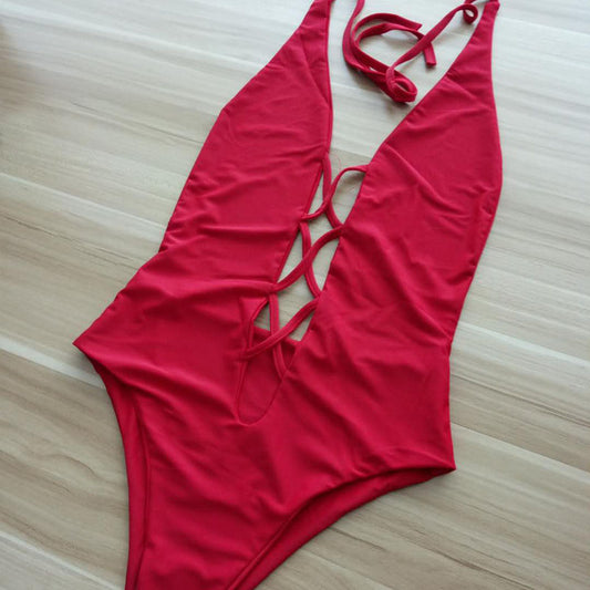 Collection of Deep V Front Hollow Bandage Brazilian Monokini