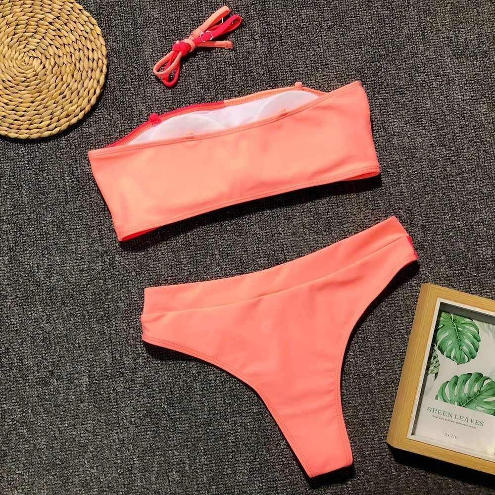 Orange Tube Two Piece Bikini