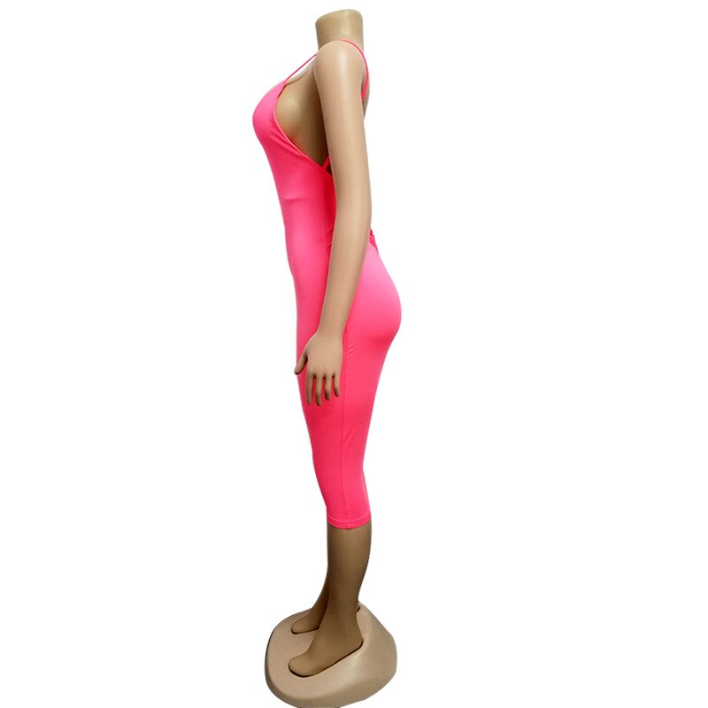 Bright Sleeveless Strap Backless V-Neck Long Dresses