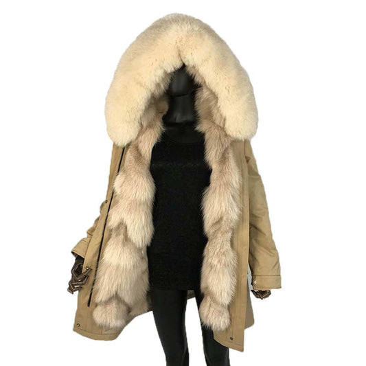 Real Fox Fur Lining with Collar/Hood Coats (Multi-Colors)