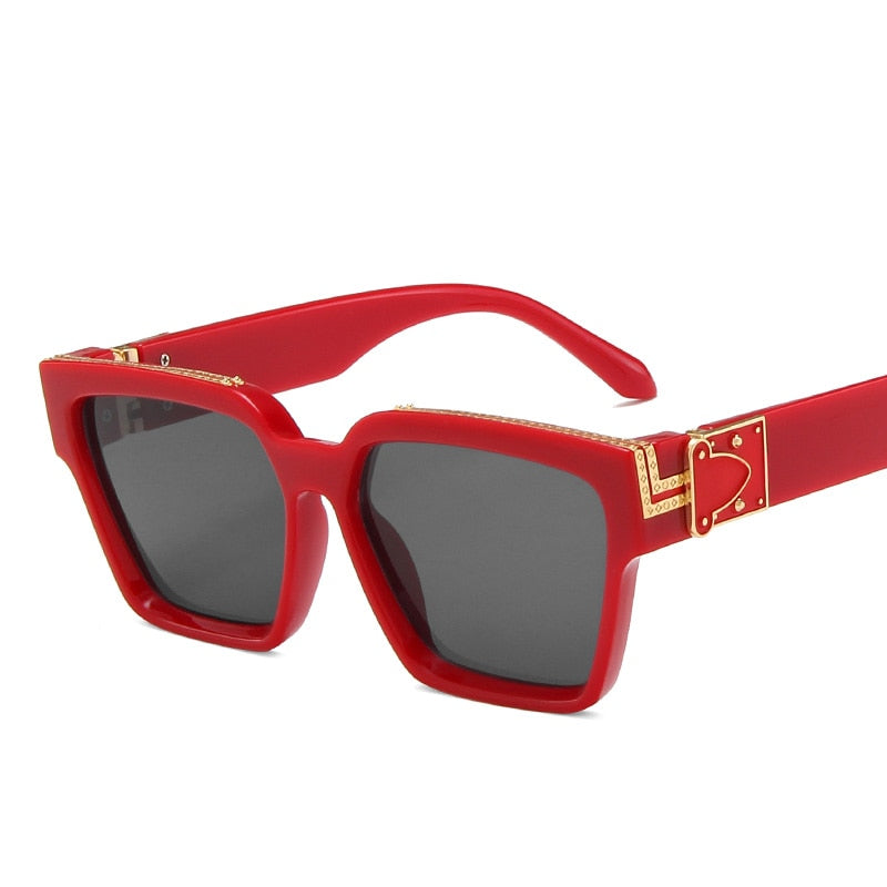 Gold Trim Oversized Square Sunglasses