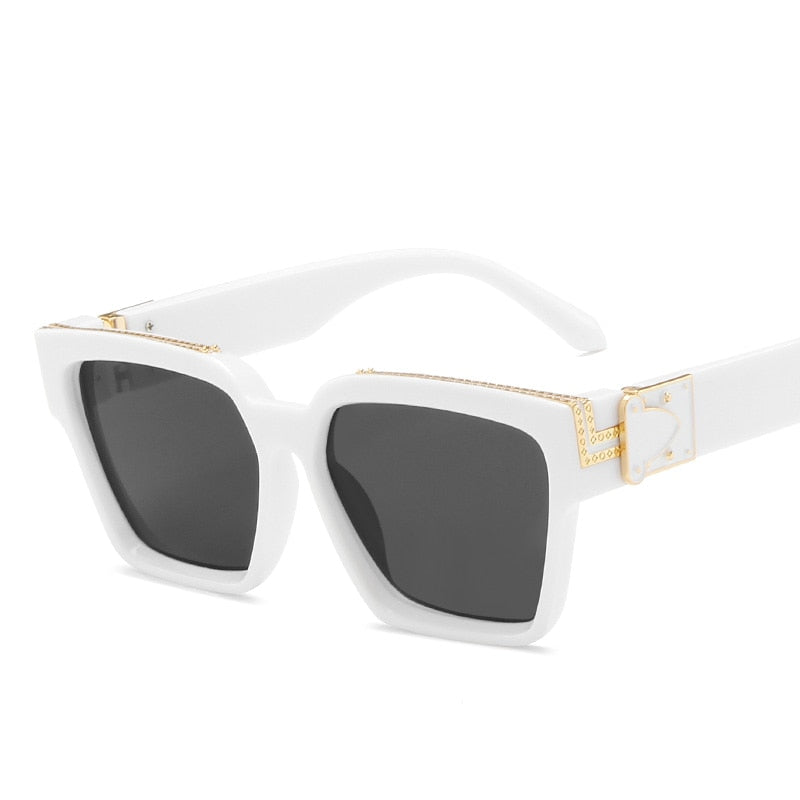 Gold Trim Oversized Square Sunglasses
