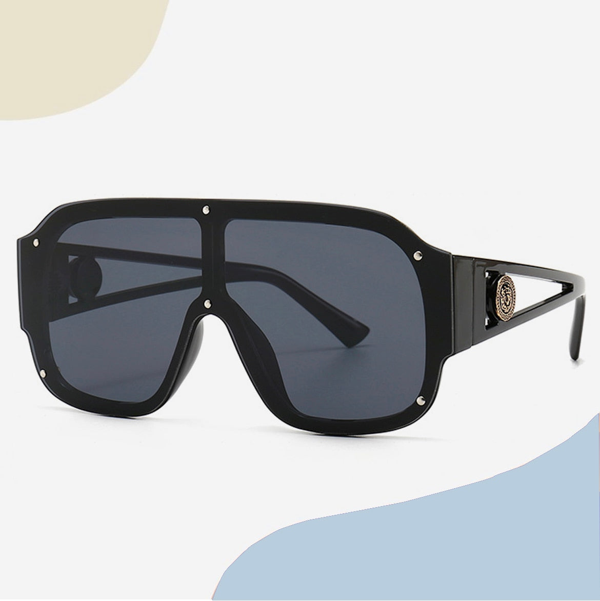 Gold Trim Oversized Square Sunglasses