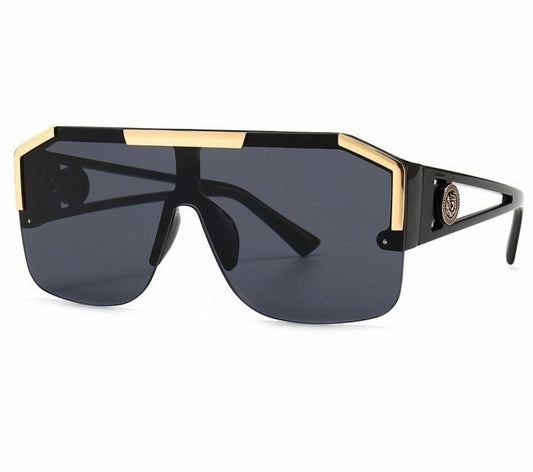 Gold Trim Oversized Square Sunglasses