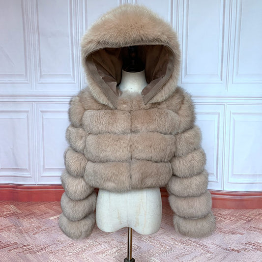 Hoodie Fox Fur Short Coats