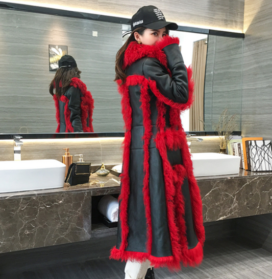 Genuine Leather Long Shearling X-long Coat